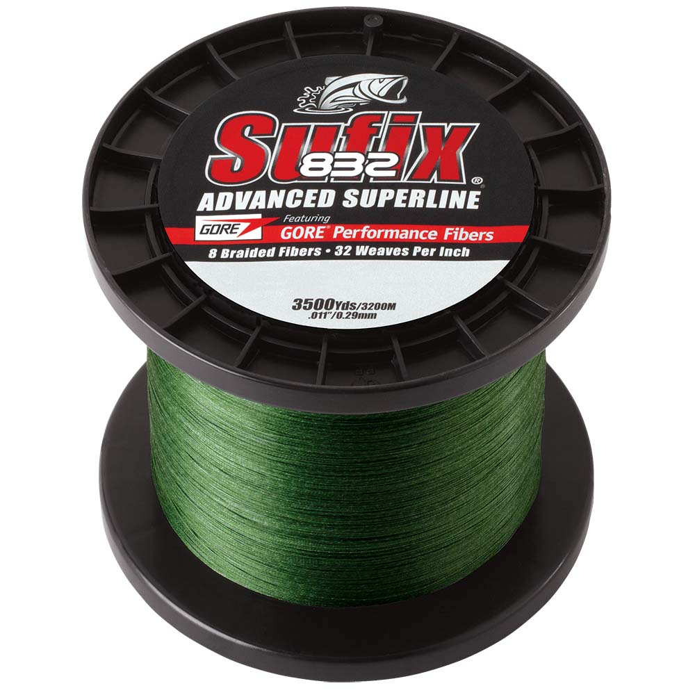 Sufix 832 Advanced Superline Braid 20lb LowVis Green 3500 yds 660420G